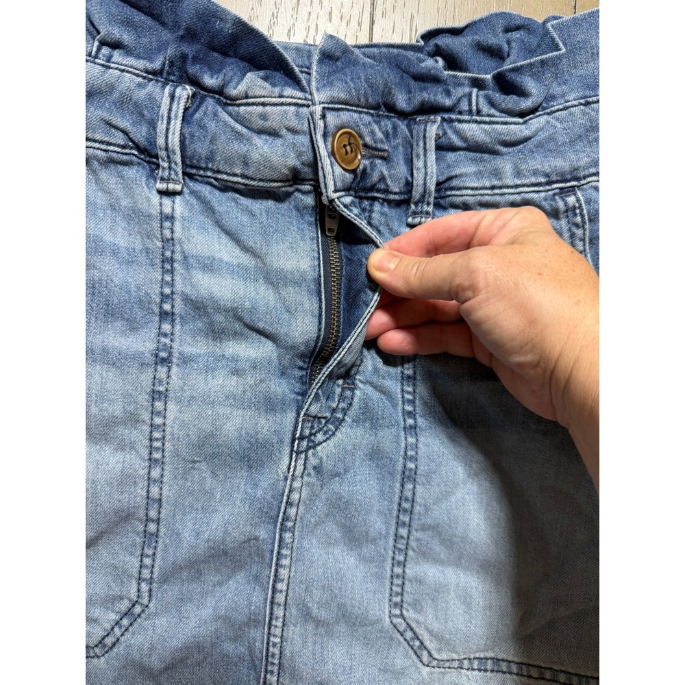 Free People Skirt Womens 2 Blue Denim Paperbag Waist Light Wash Mini - Picture 8 of 10